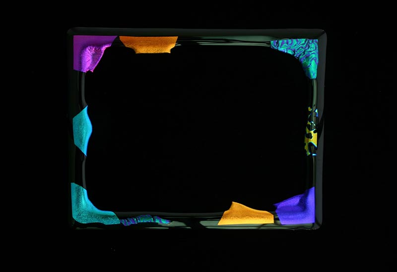 Kiln-Fired Dichroic and Black Glass Picture Frame