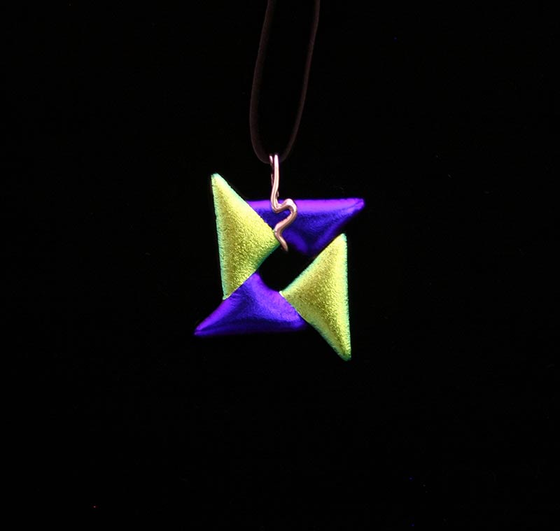 Kiln-Fired 4 Point Swirl Dichroic Glass Necklace